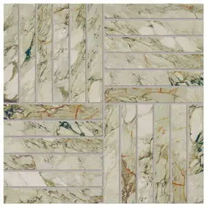 Marblique 1x6 Alternating Mosaic Breccia Capraia Unpolished Marb