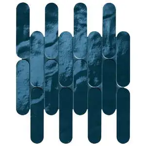 Piper Curve Mosaic Blu Navy Brilliante Porcelain Tile
