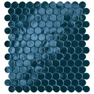 Piper Round Mosaic Blu Navy Brilliante Porcelain Tile