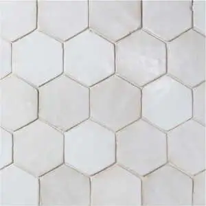 Zel Zellige Nouveau Hexagon Fez White Gloss