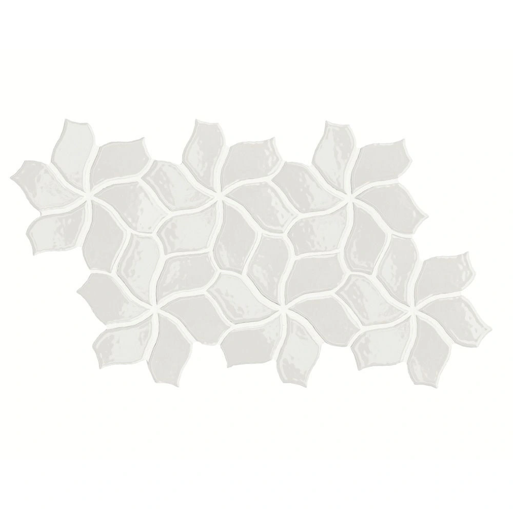 Botanica 9x15 Flower White Glossy Mosaic Tile
