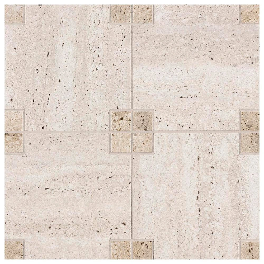 Classico 12x12 Dot Mosaic Beige Bianco Matte Travertine Look
