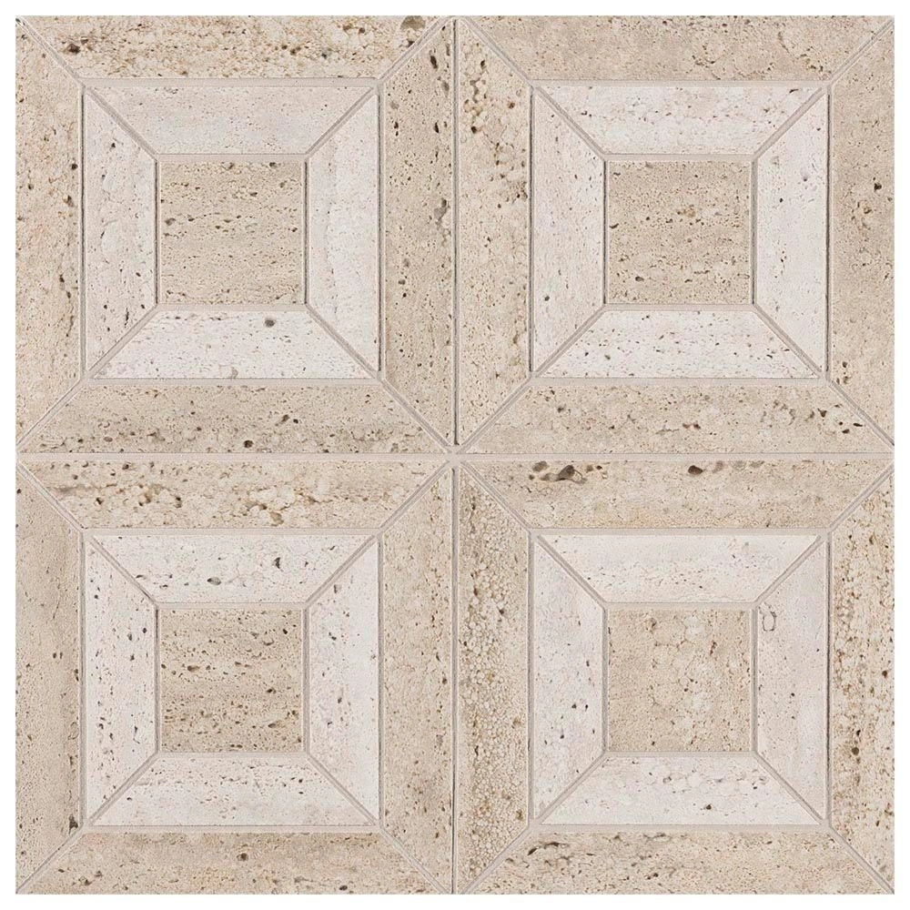 Classico 12x12 Square Mosaic Beige Bianco Matte Travertine Look