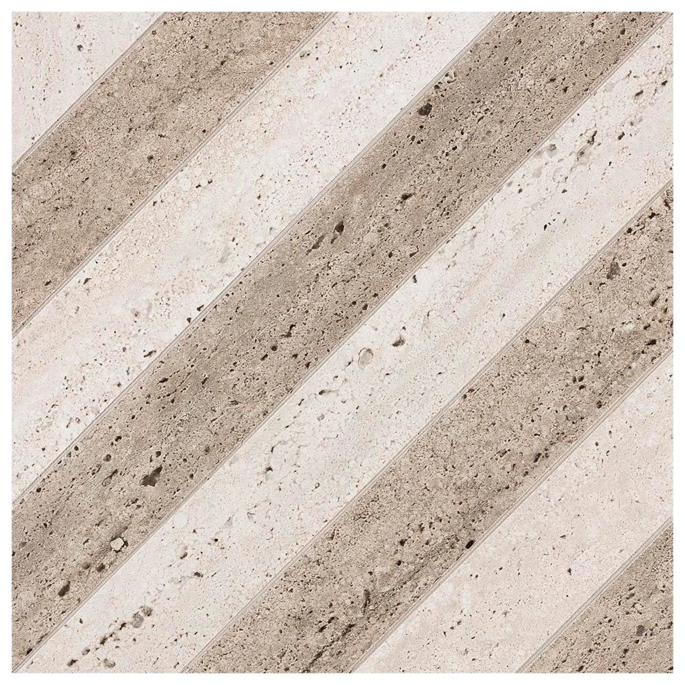 Classico 12x12 Stripe Mosaic Tortora Bianco Matte Travertine Loo