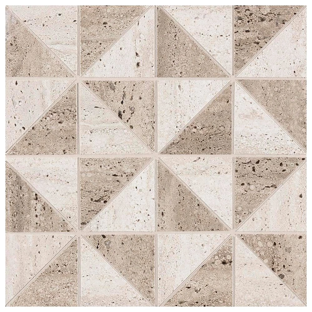 Classico 12x12 Pinwheel Mosaic Tortora Bianco Matte Travertine L