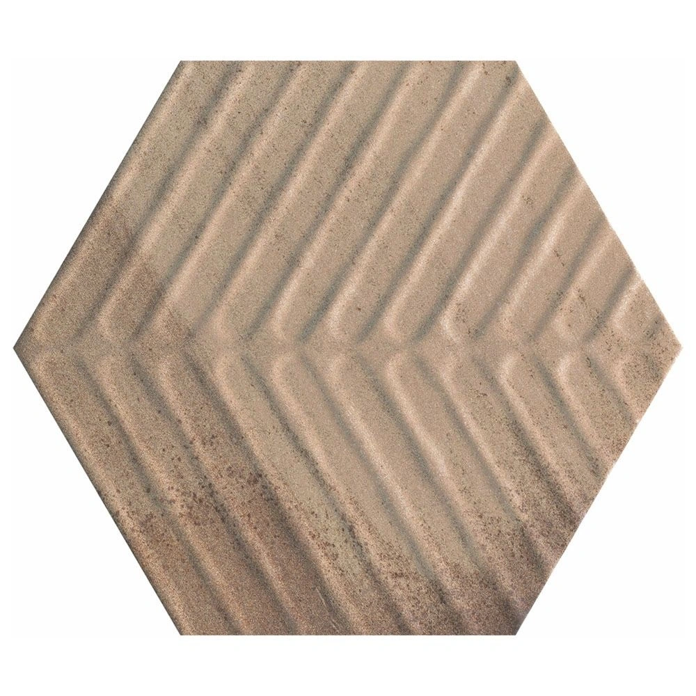 Cotto Moderno Marron 8" Chevron Hex Unpolished Terracotta Look
