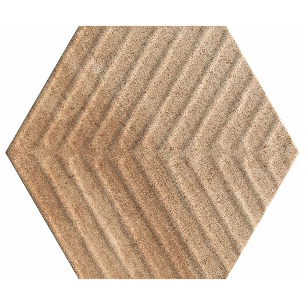 Cotto Moderno Naranja 8" Chevron Hex Unpolished Terracotta Look