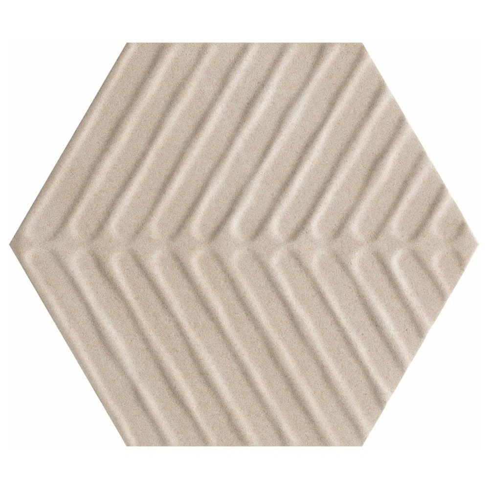 Cotto Moderno Taupe 8" Chevron Hex Unpolished Terracotta Look
