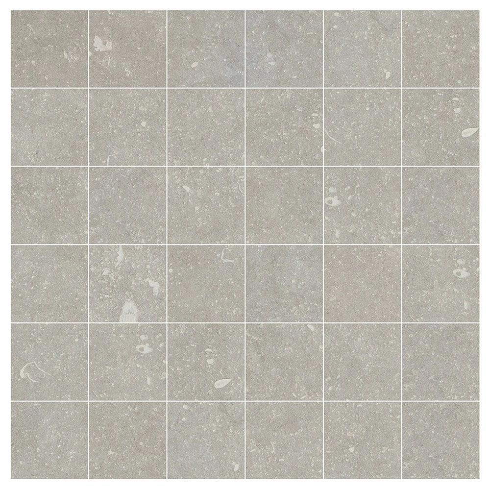 Ilaya 2x2 Mosaic Drift Grey Matte Limestone Look Porcelain Tile