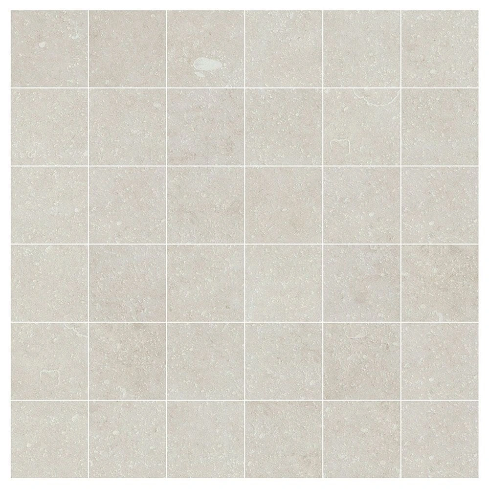 Ilaya 2x2 Mosaic Haze White Matte Limestone Look Porcelain Tile