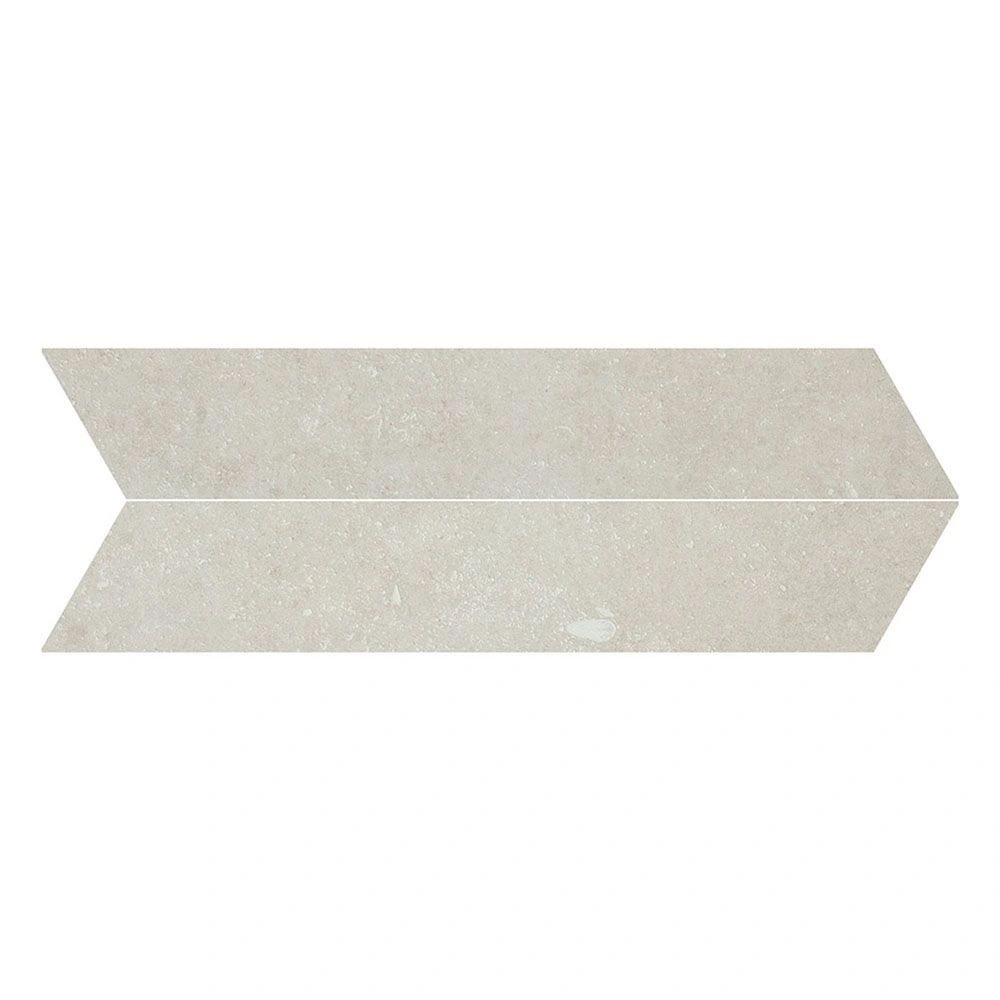 Ilaya 4x21 Chevron Haze White Matte Limestone Look Porcelain