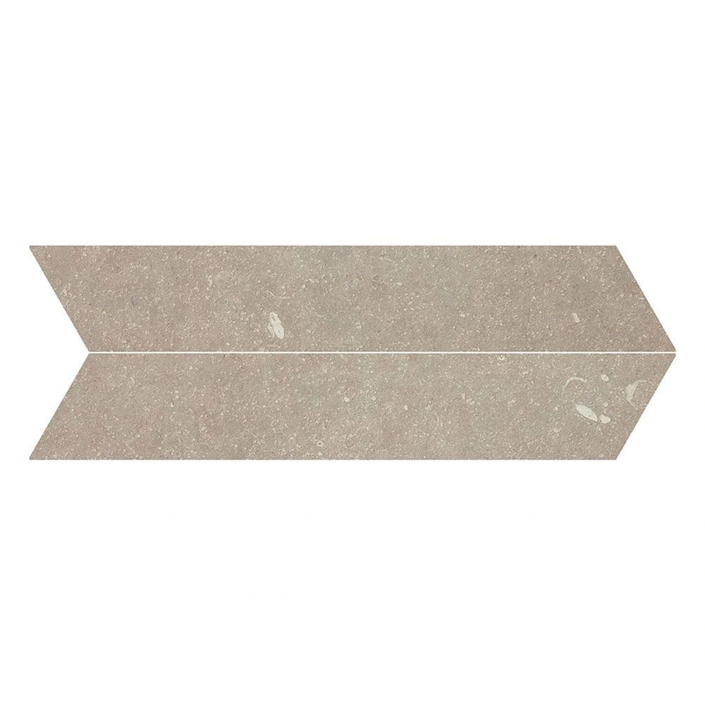 Ilaya 4x21 Chevron Shore Taupe Matte Limestone Look Porcelain