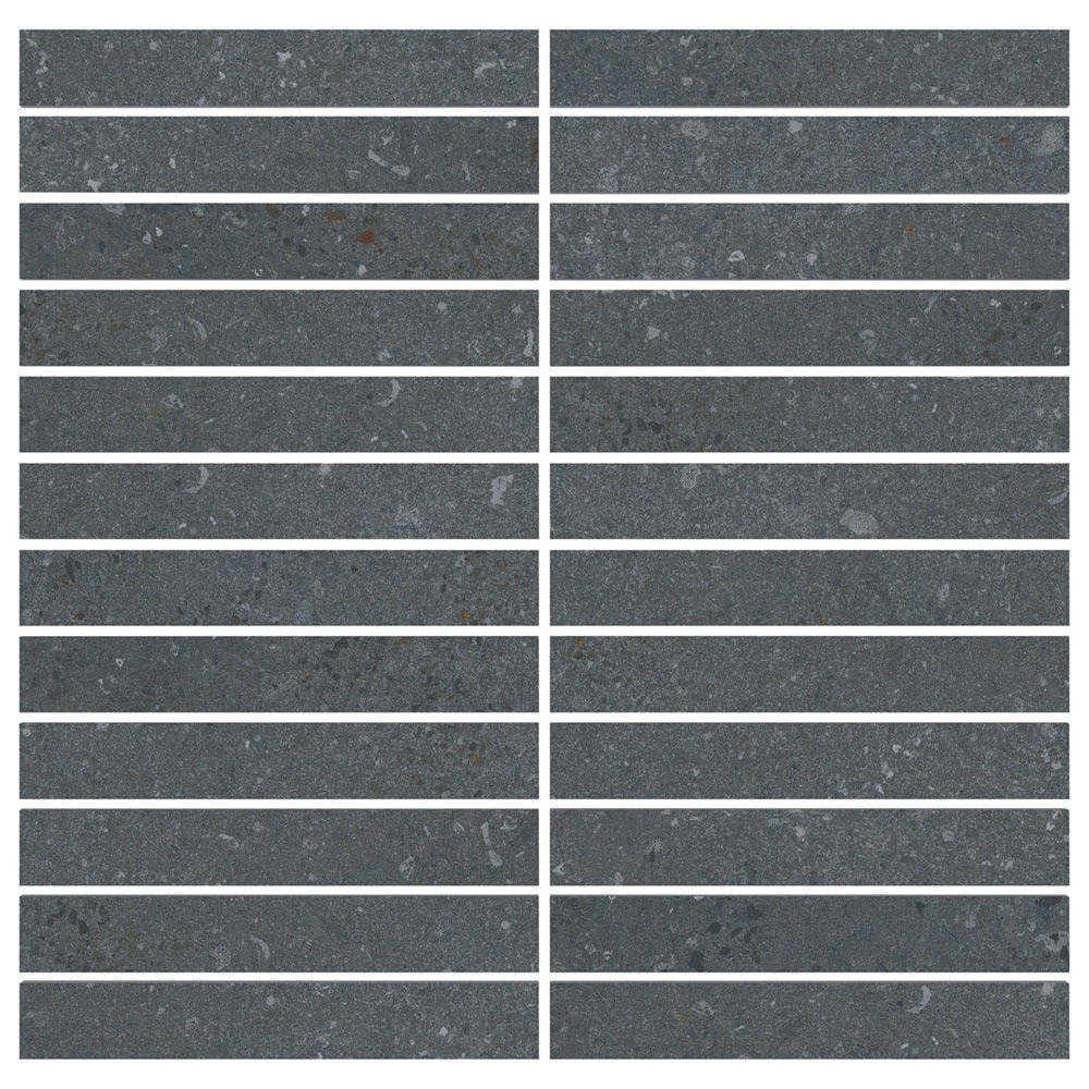 Lab 1x6 Stripe Mosaic on 12x12 sheet Coal Natural