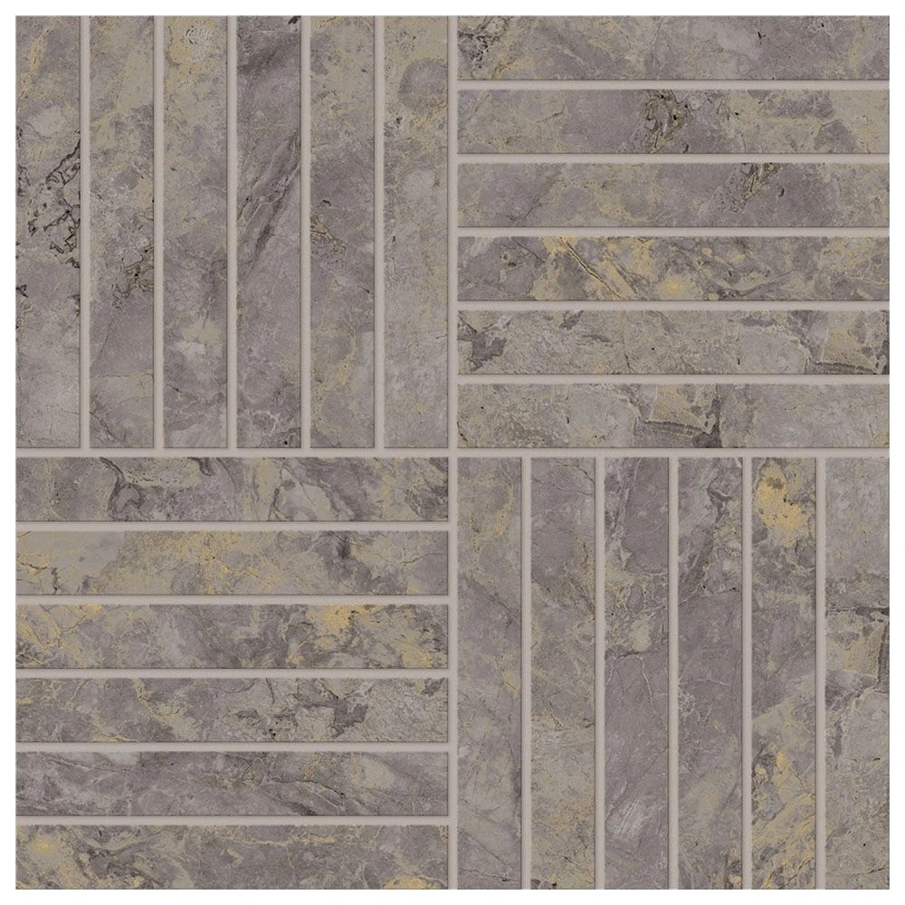 Marblique 1x6 Alternating Mosaic Invisible Grey Unpolished
