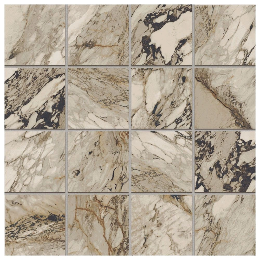 Marblique 3x3 Mosaic Breccia Capraia Unpolished Marble Look