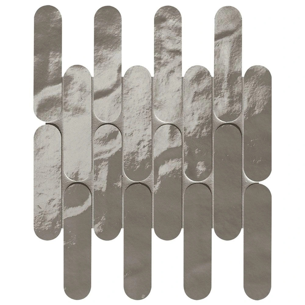 Piper Curve Mosaic Grigio Fumo Brilliante Porcelain Tile