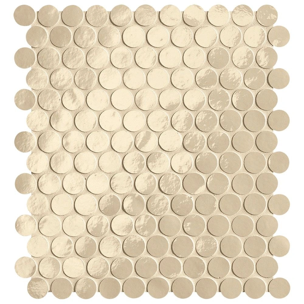 Piper Penny Round Mosaic Beige Brilliante Porcelain Tile