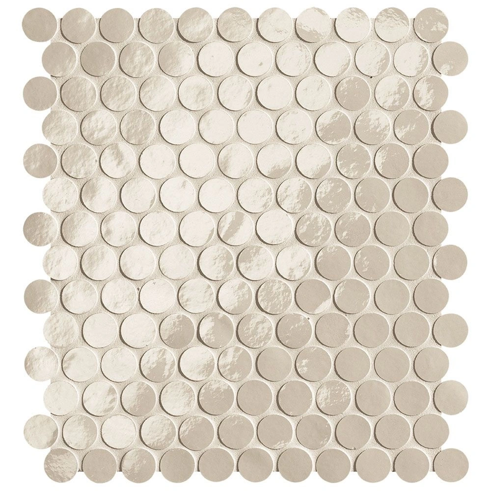 Piper Round Mosaic Avorio Brilliante Porcelain Tile