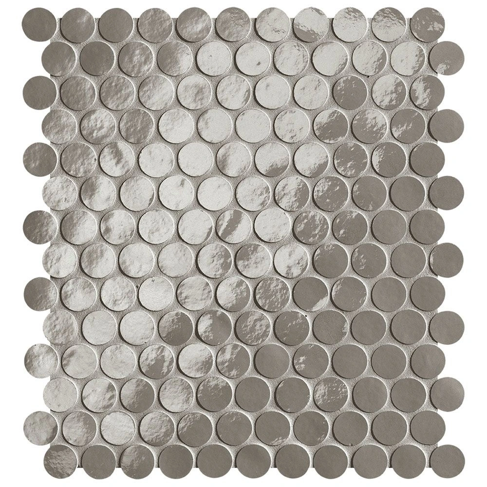 Piper Round Mosaic Grigio Fumo Brilliante Porcelain Tile