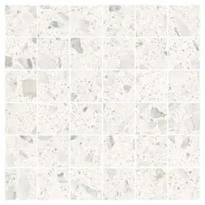 Rialto White Matte 2x2 Mosaic Terrazzo Look Porcelain Tile