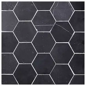 Seta Nera 4" Hex Mosaic Honed Natural Stone
