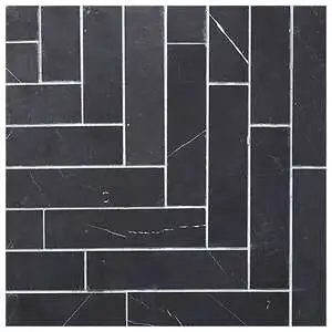 Seta Nera Large Herringbone Honed Natural Stone