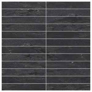 Sociale 1x6 Mosaic Diamond Black Feathersoft Stone Look