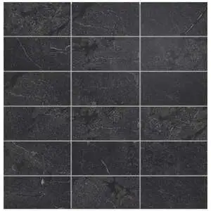 Sociale 2x4 Mosaic Diamond Black Feathersoft Stone Look Porcelai