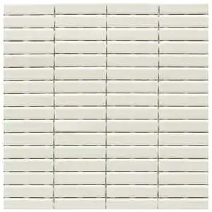 Stix 12x12 Mosaic Chalk White Glossy Reeded Ceramic Tile