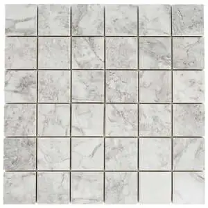 Versailles 2x2 Sq Mosaic Silver Matte Marble Look Porcelain Tile