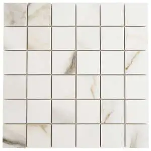Versailles 2x2 Sq Mosaic White Matte Marble Look Porcelain Tile