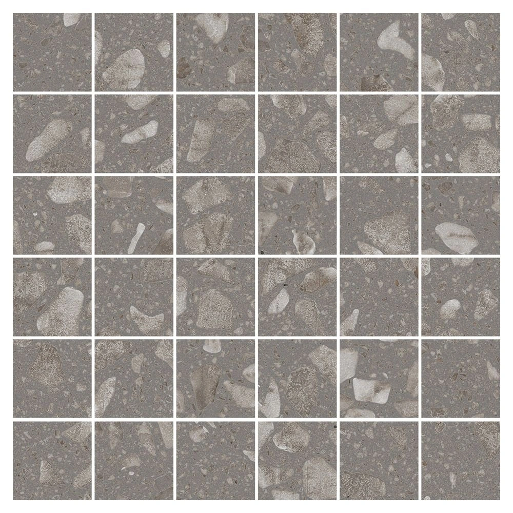 Rialto Grey Matte 2x2 Mosaic Terrazzo Look Porcelain Tile