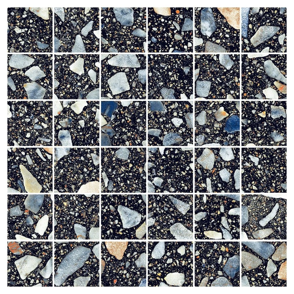 Rialto Night Matte 2x2 Mosaic Terrazzo Look Porcelain Tile