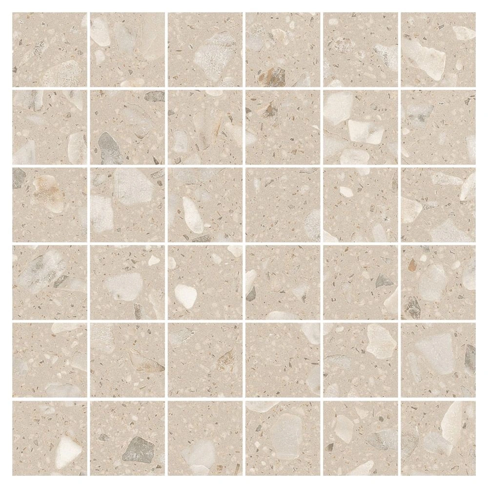 Rialto Taupe Matte 2x2 Mosaic Terrazzo Look Porcelain Tile