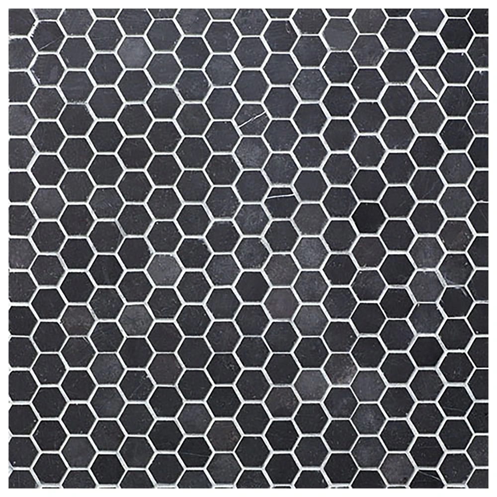 Seta Nera 1" Hex Mosaic Honed Natural Stone