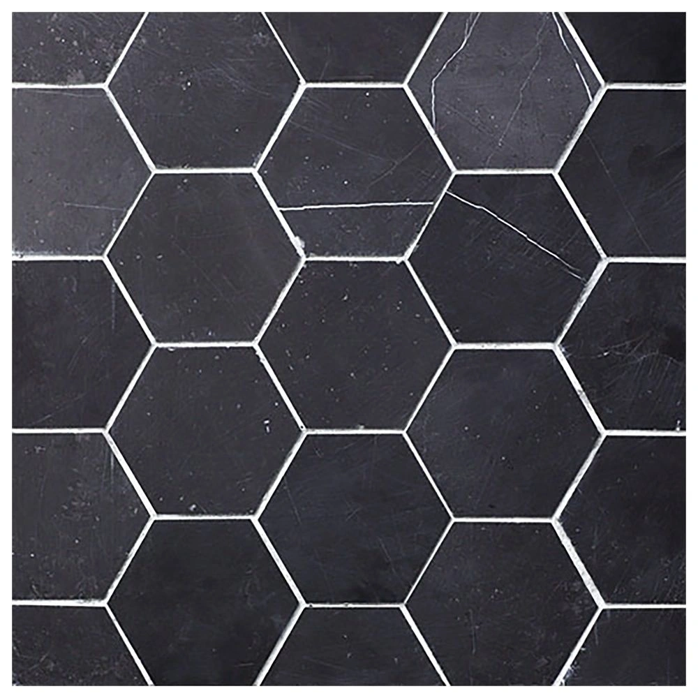 Seta Nera 4" Hex Mosaic Honed Natural Stone