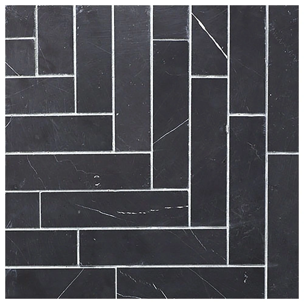 Seta Nera Large Herringbone Honed Natural Stone