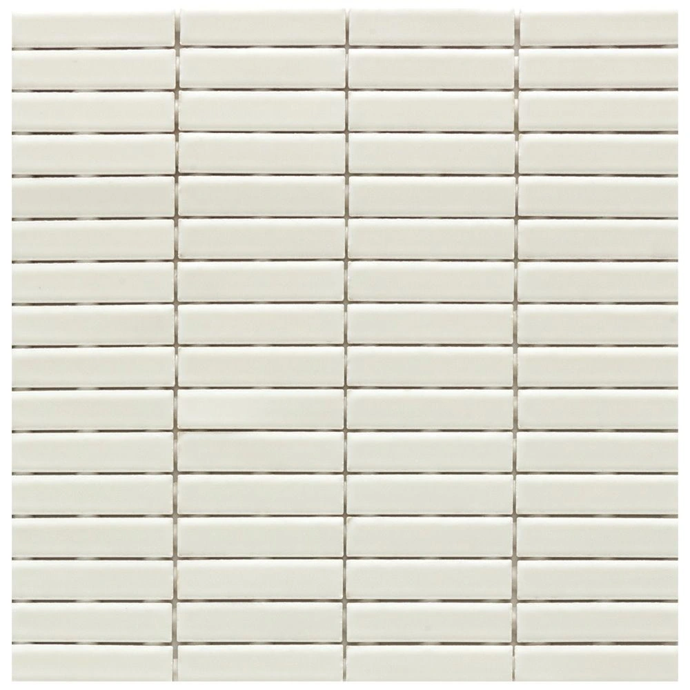 Stix 12x12 Mosaic Chalk White Glossy Reeded Ceramic Tile