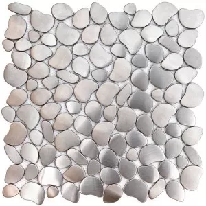 MEAR19 Brushed Metal Silver Bubbles Floor Tile