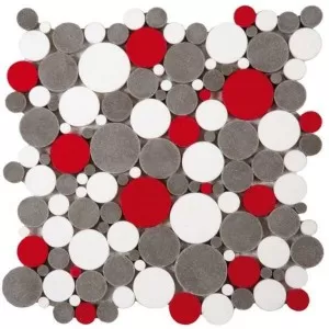 PIMI22 White/Grey/Red Bubble Floor Tile