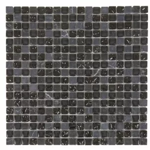 VEMI85 Black Marble & Glass Wall Tile