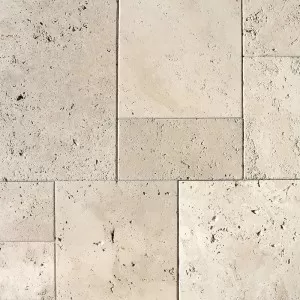 Ivory Antiqued Travertine Patterns Floor Tile