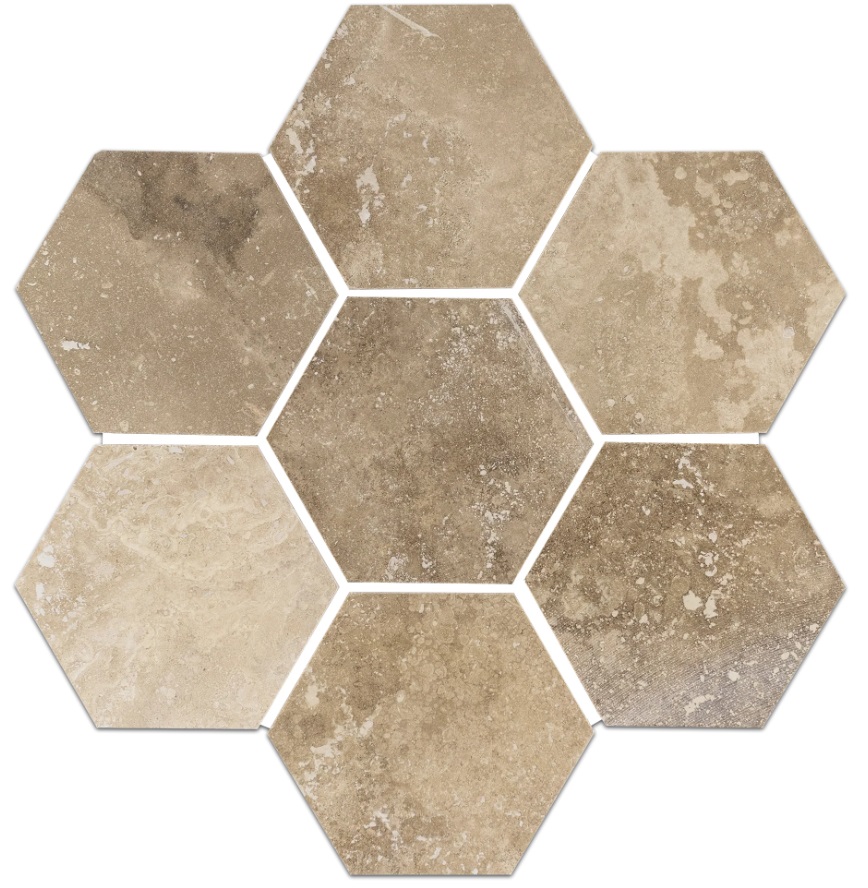 Durango 5 Hexagon Mosaic limestone stone Durango collection by Elon