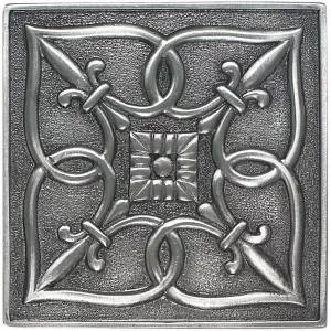 Pewter 4 x 4 Fleur de Lis Accent Wall Tile