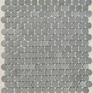 Brushed Stainless Steel 3/4 x 3/4 Penny Round Mosa Wall Tile