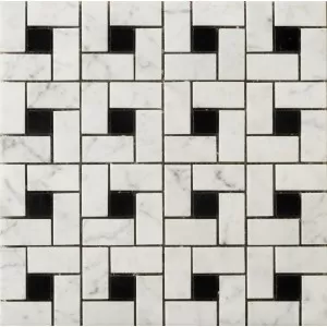 Marble Bianco Gioia Honed Pinwheel Mosaic Floor Tile