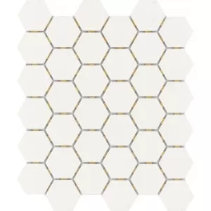 Zone White Matte 2 Hex Mosaic Floor Tile