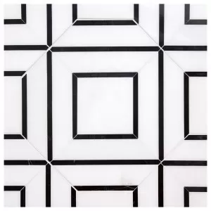 Radiant Thassos Black Lines Mosaic Floor Tile