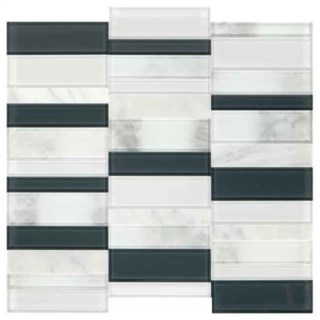 Carrara White and glass Blend SK12 Wall Tile