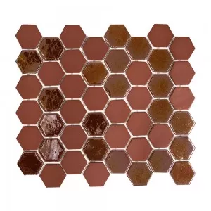 Brill Hexagon Mosaic Burgundy Floor Tile